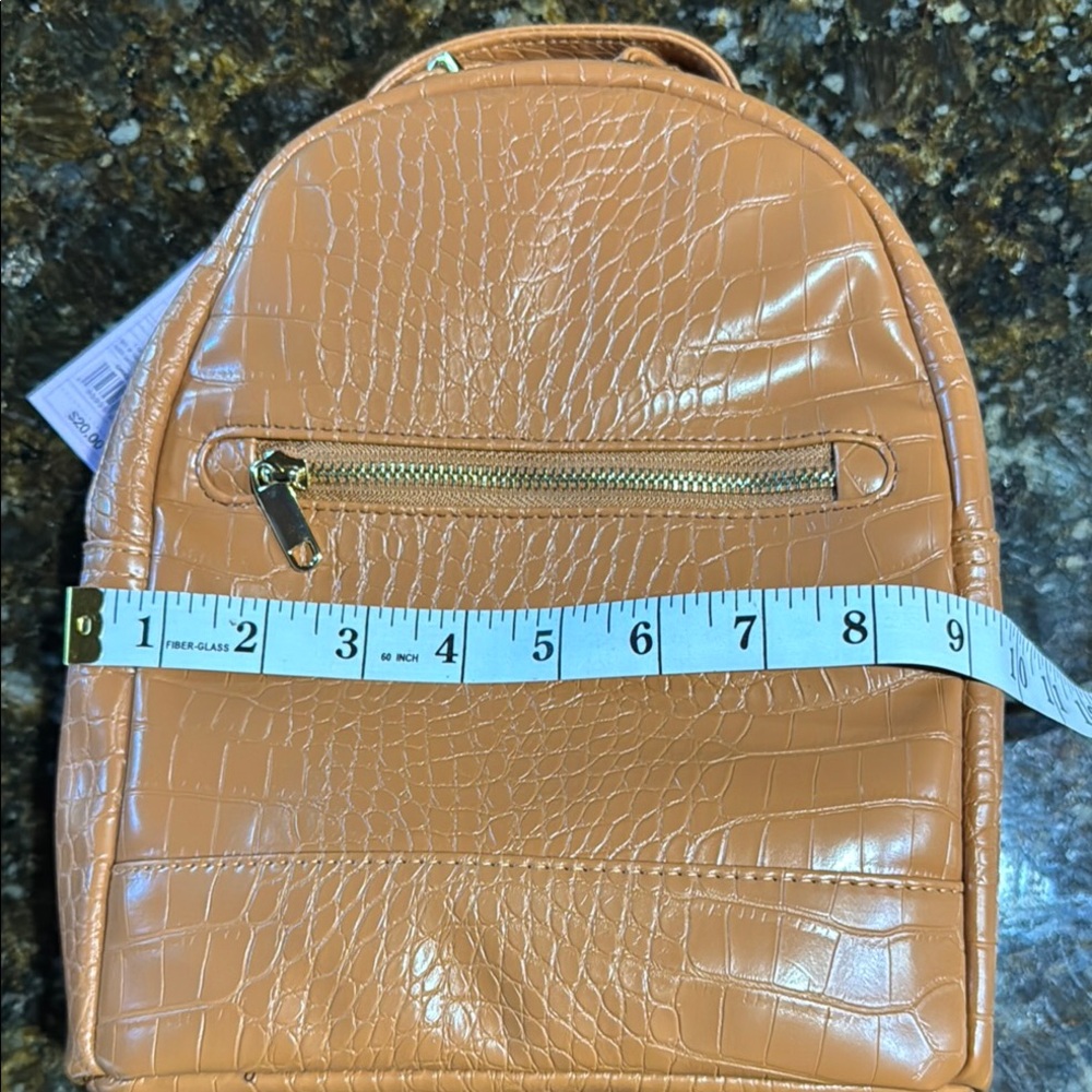 Croc-Embossed Tan Backpack - Picture 5 of 6